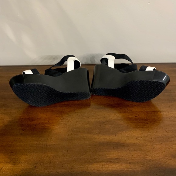CHARLES by Charles David - Black & White Wedge Sandals - Picture 6 of 10